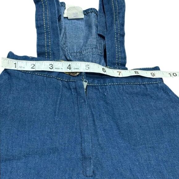 Rare Vintage 4T Girls 90s Cotton Denim Mushroom Embroidered Jumper Overall Dress - Picture 6 of 12